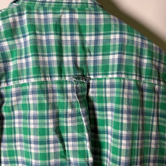 C.C. Filson Co Long Sleeve Button Down Green White Navy Plaid Sz. Large - Picture 5 of 9